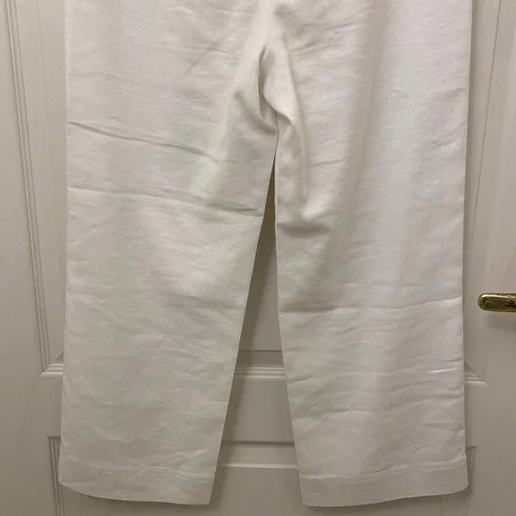 J. Crew Sailor Style White High Waisted Cropped Wide Leg Linen Blend Pants Sz. 6 - Picture 7 of 9